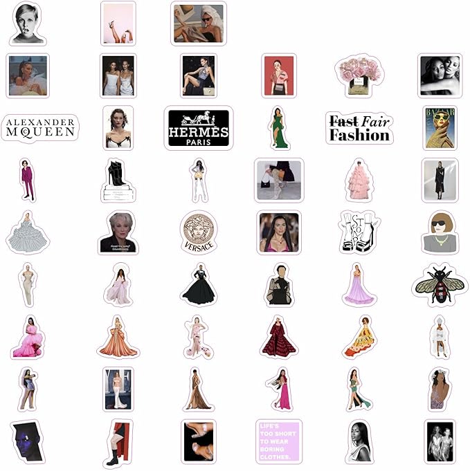 BulbaCraft 100Pcs Fashion Stickers for Water Bottles & Laptops, Fashion Party Decorations, Fashionista Gifts for Women, Gifts for Women & Men