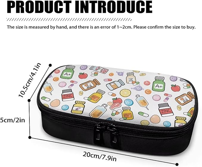 Rnyleeg White Insulin Cooler Travel Case Cute Madicine Pattern Insulin Bag with Handle Portable Diabetic Supplies Organizer Bag Small Madicine Kit for Car Home Travel