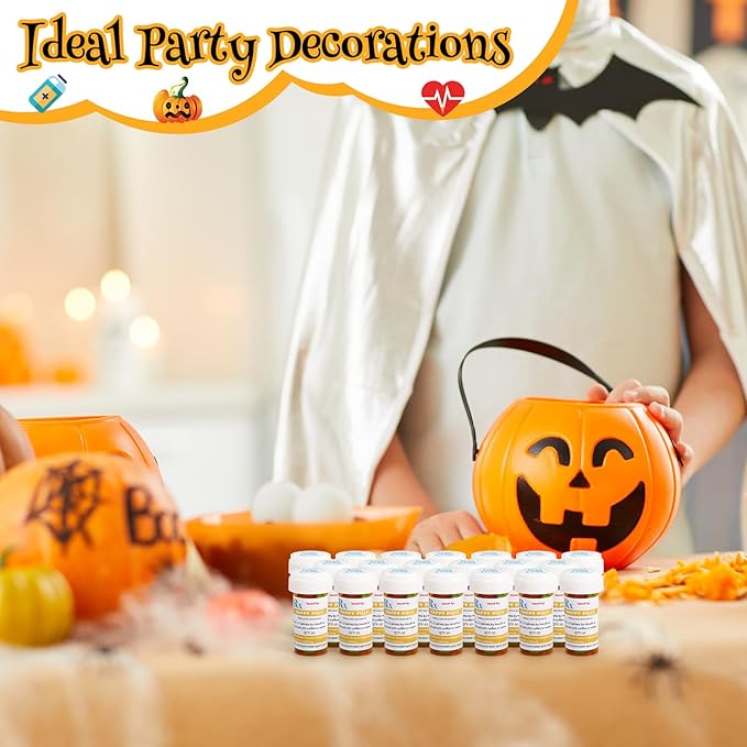 50 Set Nursing Halloween Party Supplies 50 Empty Pill Bottles with Caps Plastic Medicine Containers with 50 Sticky Label Pill Vial for Nurse Party Favors Serve(13 Dram)