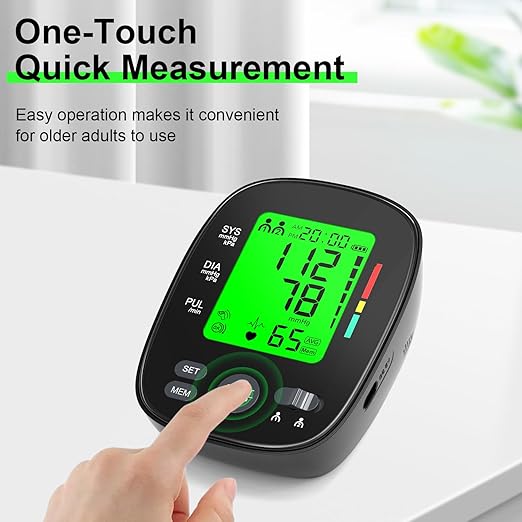Blood Pressure Monitor Upper Arm: Automatic Blood Pressure Monitors for Home Use - Electric BP Machines Large Cuff 8.7"-16.5" Adjustable - LCD Digital Display 2 Users 99 Sets Memory