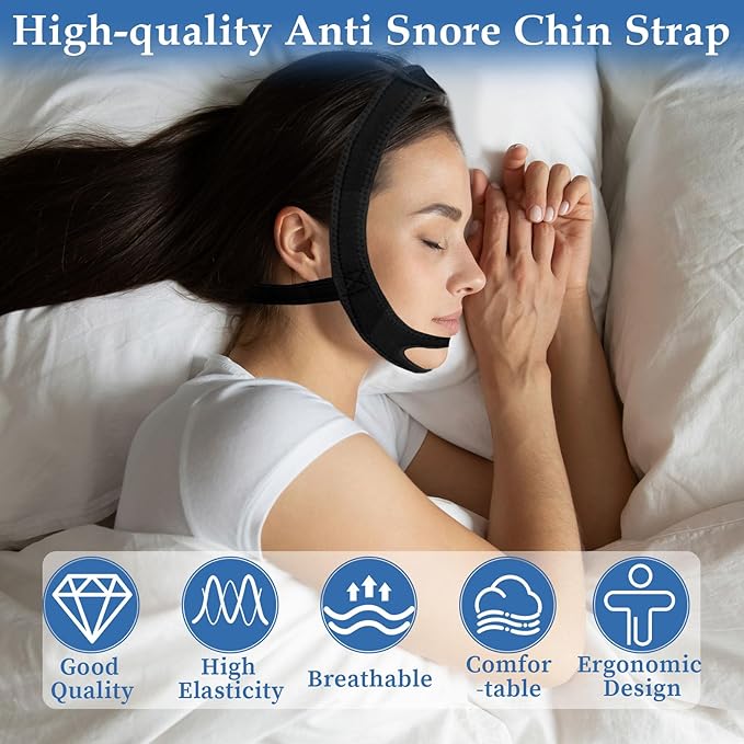 Snoring Chin Strap for Users, 2 Pack Adjustable Jaw Support Chin Strap to Keep Mouth Closed, Soft Snoring for Men Women, Lightweight Reusable, Snoring Dry Mouth, Easy Using