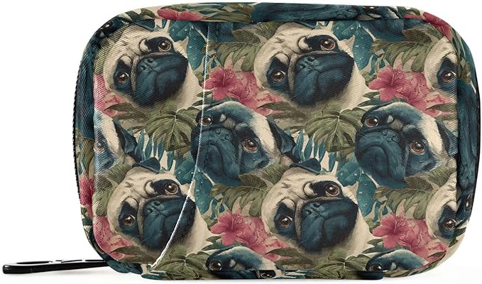 Pill Organizer Case Pouch Hawaii Pug Print for Travel, Portable Pill Box Supplement Holder 7 Days