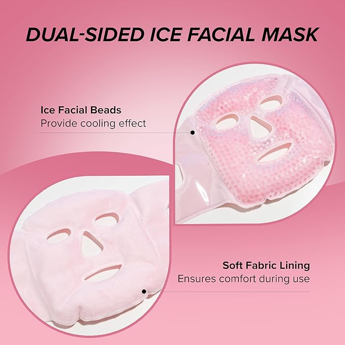 SKIN GYM CryoChill Ice Beaded Face Mask – Reusable Cooling Cryo for Puffiness & Headache Relief, Gel Bead Ice Mask for Face, Depuffing Cold for Skincare