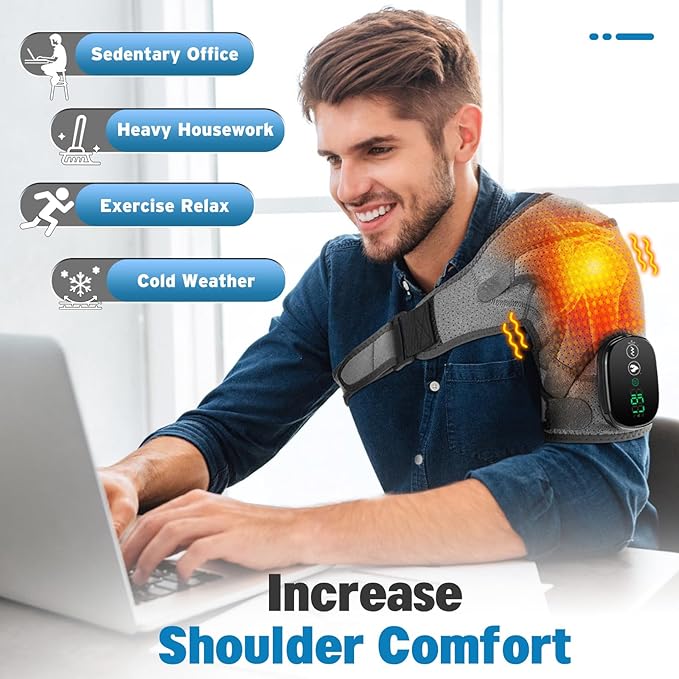 Shoulder Heating Pad Cordless, FSA Eligible Items List Shoulder Massager for Pain Relief Deep Tissue, Heated Shoulder Brace Wrap HSA Approved Products Only