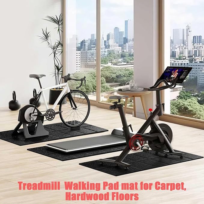 Treadmill Mat for Carpet & Hardwood Floors, 68" x 24", 1/4" Thick Under Treadmill and Walking Pad Mat, Non-Slip Exercise Equipment Mat for Bike, Noise & Shock Absorbing