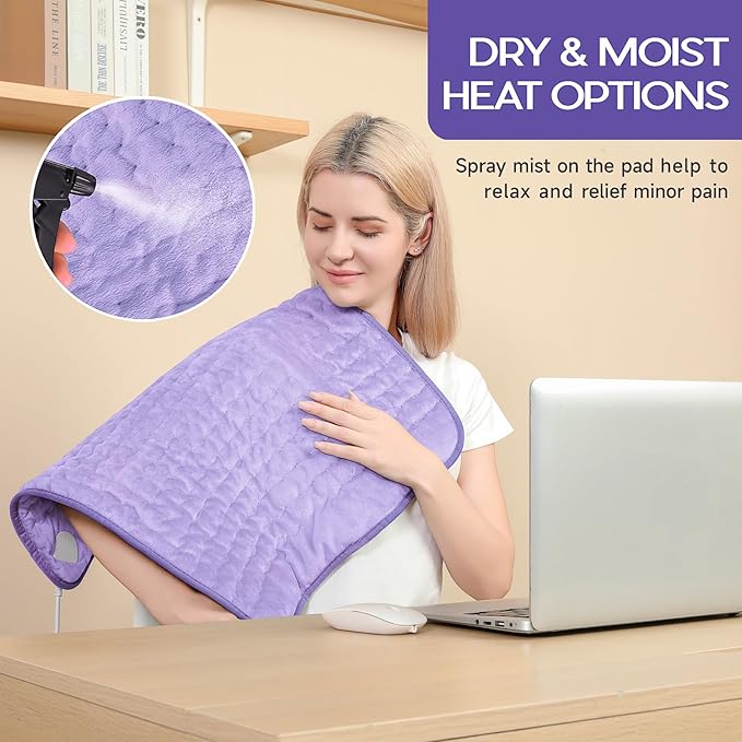 Heating Pad for Back Pain & Cramps Relief, Electric Heating Pad for Neck/Shoulders/Legs/Arms/Knee, Dry&Moist Heating Pads, 6 Heat Settings, Auto Off, Machine Washable, Gifts for Women(20''x24'')