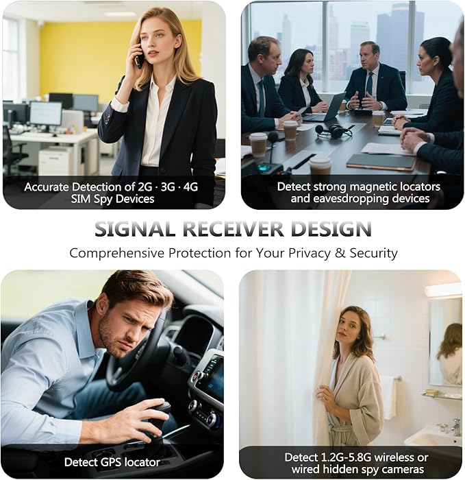 Hidden Spy Camera Detector, 2025 Upgraded GPS Tracker Detector, RF Signal & Bug Sweeper Detector, Smart Anti-Spy Device for Travel, Hotel, Bathroom & Car Security