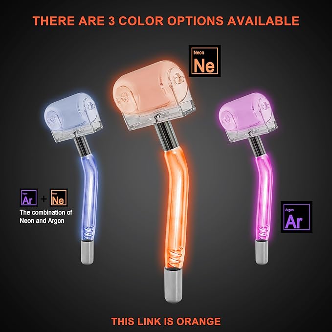 Electrode Wand Glass Tube Handheld Spare Parts Light Therapy Wand Spare Glass Attachment for Hi Frequency Facial Device Elitzia ETHG01R（Orange Roller）