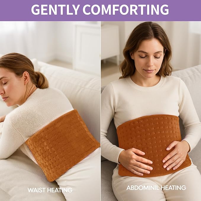 Heating Pad,Electric Heating Pads for Back,Neck,Abdomen,Moist Heating Pad for Shoulder,Knee,Arms,Legs,Dry/Moist Heat & Auto Shut Off,Birthday Gifts for Men and Women, 24x12 Inch (Brown)
