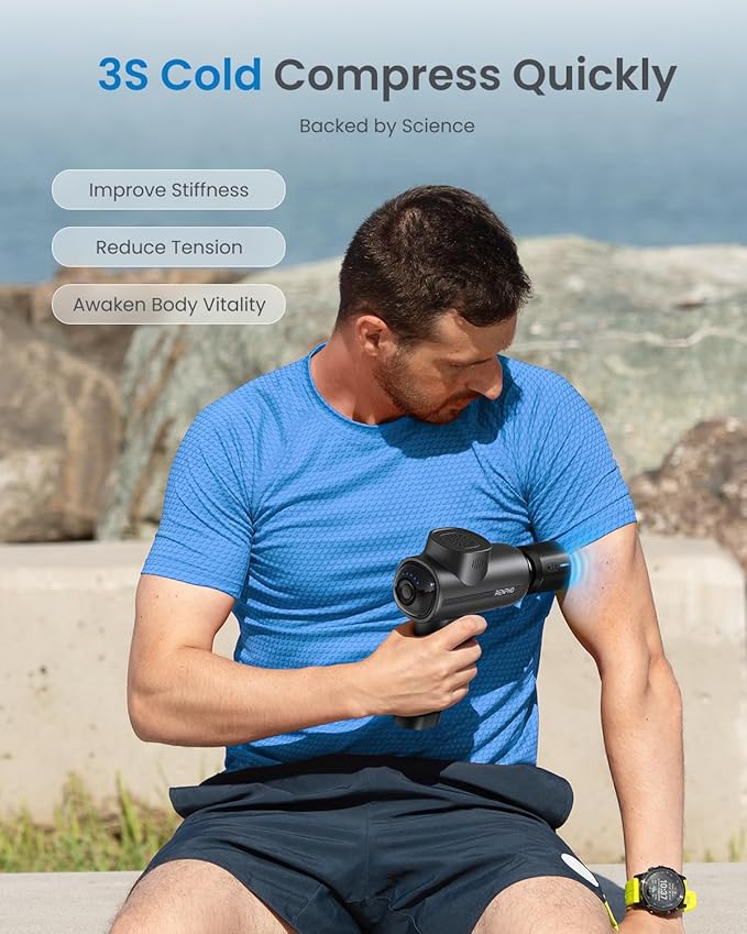 RENPHO Active Thermacool Massage Gun Deep Tissue with Heat and Cold, FSA Eligible, Back Massager for Muscle Relief, HSA, Percussion Body Masajeador for Men Women Athletes, Portable with Case