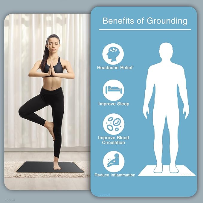 Grounding Mat, Enjoy Grounded Effect at Home, Earth Pad for Sleep, Energy, Pain Relief, Inflammation, Balance, Wellness, 23inx13in