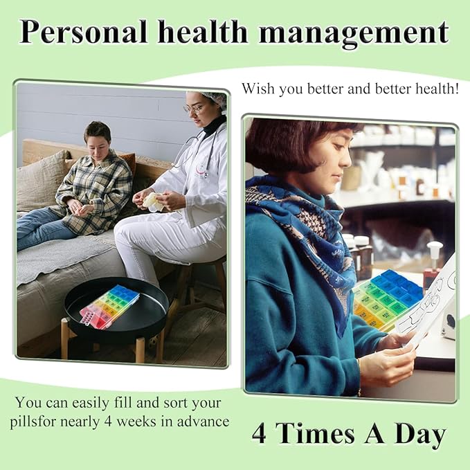 6 Pack Pill Organizer Monthly Weekly Pill Organizer 4 Times a Day XL Large Pills Organizer 7 Day Pills Organizers 4 Times a Day