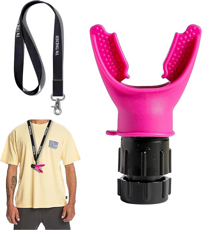 Portable Compact Lung Trainer Exercise Device with High Grade Silicone, Breathing Exercise Device for Lungs, Portable Muscle Trainer, Easy to Clean, Neck Strap Included, (Pink-1)