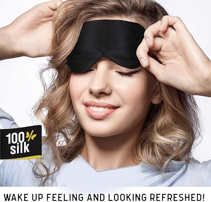 Silk Eye Mask for Men Women, Comfortable&Soft Sleep Mask with Adjustable Strap to Block Light, Ultimate Sleeping Aid/Blindfold,Super Smooth Eye Shade Cover