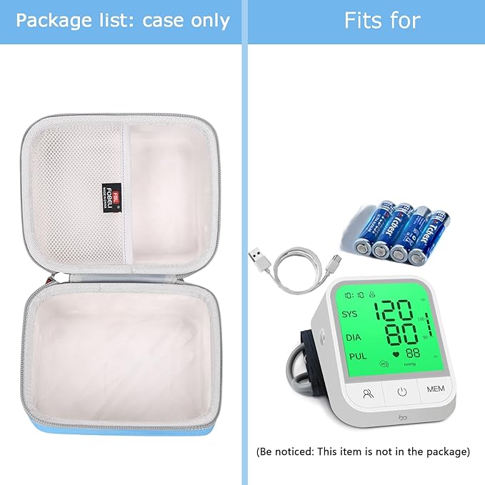 FBLFOBELI Carrying Case Compatible with Femometer/Invaxe/Alcedo/ALPHAGOMED Automatic Blood Pressure Monitor for Upper arm Adjustable BP Cuff, Hard Protective Storage Bag (Case Only)