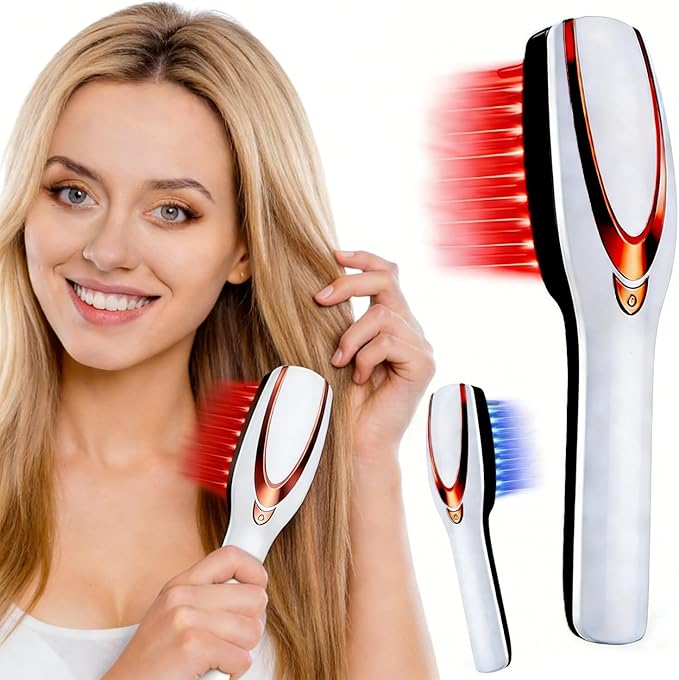 Red Light Hair Brush, Electric Scalp Massager Brush, Red Light Comb Devices for Hair Scalp Massage, Hair Massage Brush, Portable Hair Massage Comb with Soft Rubber for Men and Women