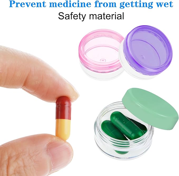 Small Pill Organizer Box, 5 Pcs Travel Pill Cases Holder Portable Daily Mini Pill Container No BPA Medicines Storage Containers for Purse Pocket Briefcase (Blue/Orange/Rose Red/Yellow/Green)