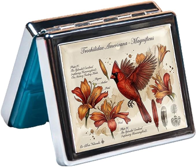 7 Days Chromed Shiny Silver Pill Organizer with Mirror Inside Has 8 Separate Compartments Rectangle,Versatile Storage for Medication - Ideal Travel Accessory (The Flying Bird)