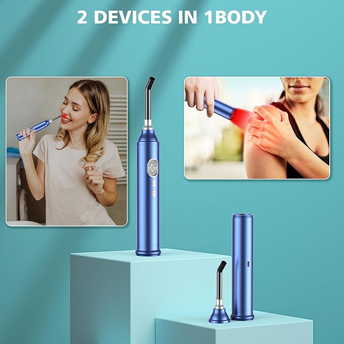 Red Light Therapy with Removable Tip, 2-in-1 Near Infrared & Red Light Therapy for Face Body with Timer and 4 Modes for Pain Relief of Muscles Joints, 660/850/940nm Light Therapy Torch for Travel Home
