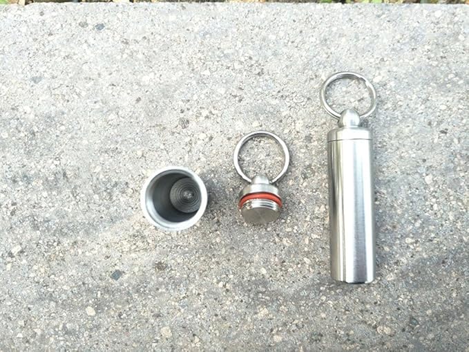 Stainless Steel Mini Waterproof Pill Case,Capsule Seal Case Holder Container for Outdoor Sports