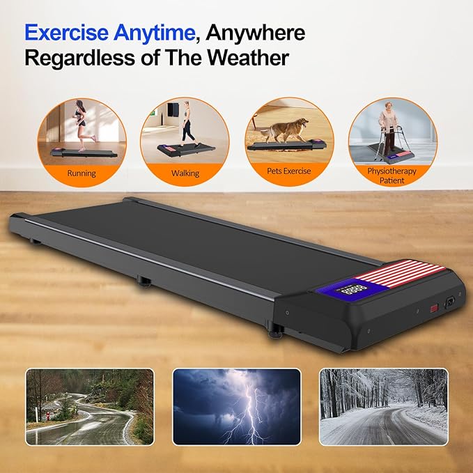 Under Desk Treadmill,Walking Pad with 5% Incline，Treadmills for Home & Office, 2.5HP Portable Treadmill with Remote Control and LED Display