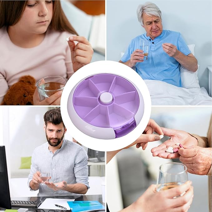 Weekly Pill Organizer - Eco-Friendly Round Pill Storage Box, Round Pill Organizer | 7-Compartment Weekly Pill Dispenser, Weekly Medication Organizer Suitable for vitaminn, Medication, and Candy