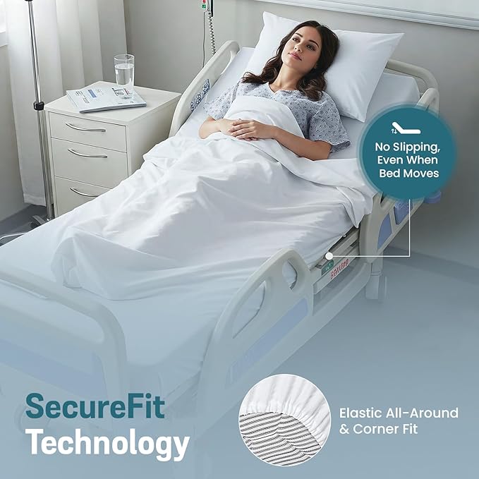 2 Pack Fitted Hospital Bed Sheets – 36” x 84” x 12” | Ultra Soft Double Brushed Microfiber | Deep Pocket Sheet with Full Elastic | Breathable, Durable & Wrinkle-Resistant – White