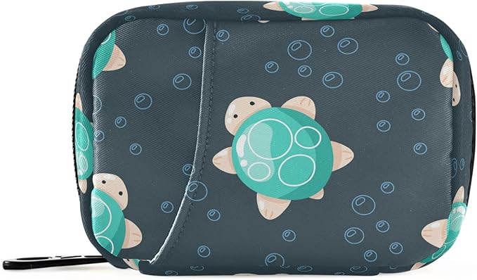 Cute Sea Turtle Pill Box 7 Day Pill Case Travel Pill Organizer Bag with Zipper Portable Weekly Case Compact Size for Vitamin Supplement Holder