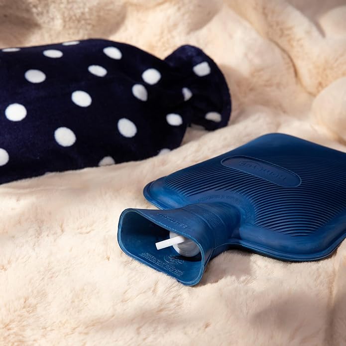 HomeTop Premium Classic Rubber Hot or Cold Water Bottle with Soft Fleece Cover