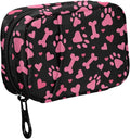 Fustylead Pink Dog Paw Prints Hearts and Bones Pill Organizer and Storage Weekly with Zipper, Removable Pill Box Portable Medicine Organizer for Vitamin Fish Oil Supplement