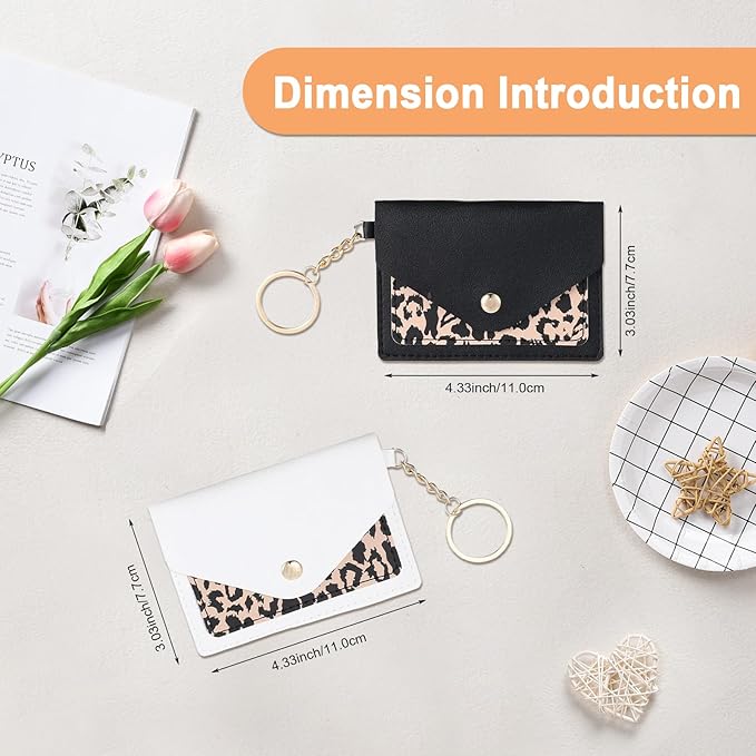 2 Packs Birth Control Pill Case Sleeve Packet, 4.3 X 3 Inch PU Leather Wallet Birth Control Pill Case Holder with Key Ring for Pill Card Organizer