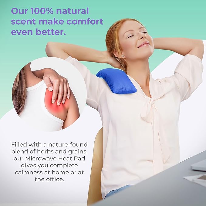 Microwavable Heating Pads for Lower Back, Neck, and Shoulder Pain Relief - Moist Microwave Heating Pad for Muscles and Joints - Microwave Hot Pack Heat Pad for Cramps - 3 Packs Blue