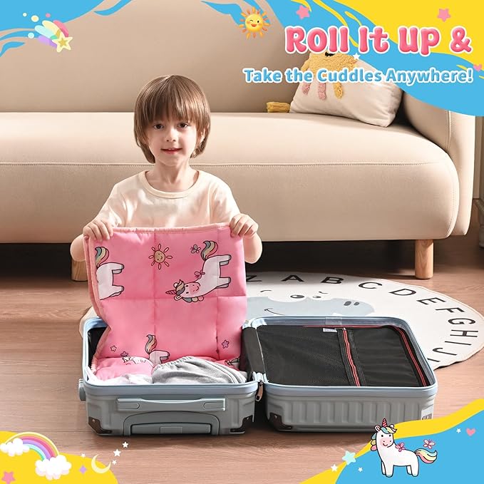 anfie Weighted Lap Pad 2 Pounds, Weighted Blanket Kids(20"*30") Cooling Blanket for Sleeping,Weighted Throw Blanket for Travel Indoor Outdoor (Little Unicorn)