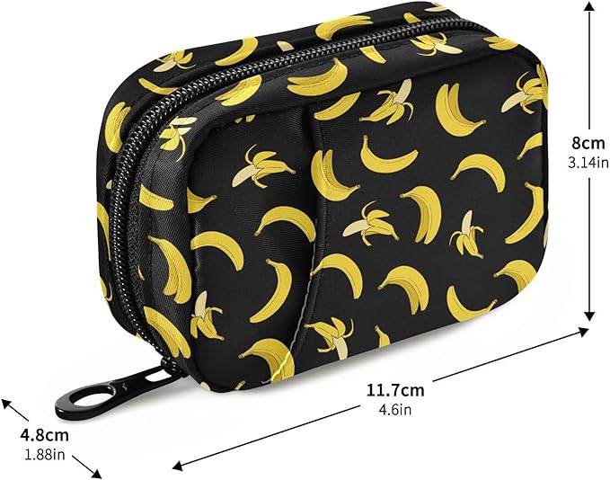 Ollabaky Yellow Banana Pill Organizer Travel Pill Cases Bag Portable Pill Container 7 Days Pill Box Organizer Vitamin Supplement Holder with Zipper for Family Business