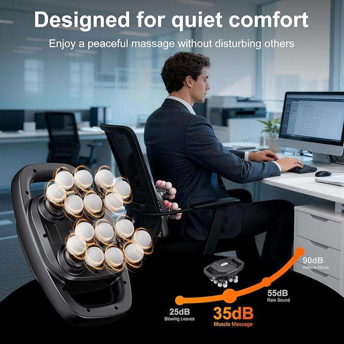 Massage Gun Deep Tissue for Back, Shoulder and Neck Pain Relief, Powerful Shoulders, Back Massager, Legs, Foot Massager & Full Body Muscle Recovery with 16 Massage Heads, 3 Modes & 30 Speed
