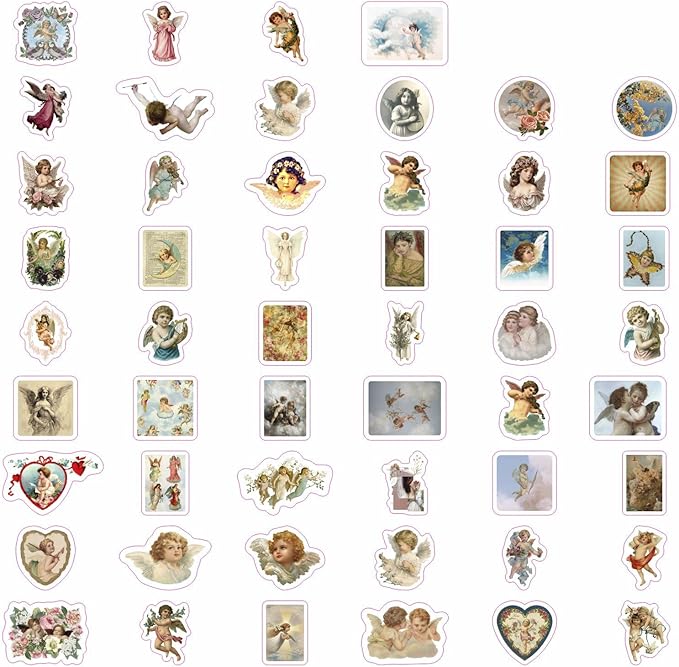 BulbaCraft 100Pcs Angel Stickers Vintage - Angel Decals for Laptop, Scrapbooking, Crafts, Envelopes, Gifts for Women & Men