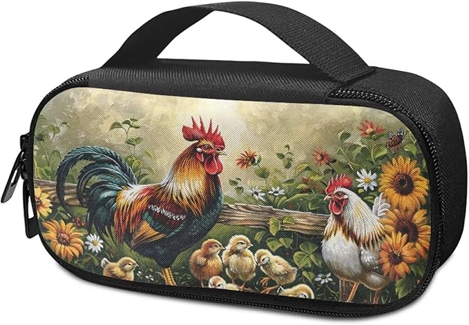 Rooster Chicken Insulin Cooler Bag Water & Scratches Resistant Glucose Meter & Diabetic Supplies Travel Case to Store Insulin Pen, Lancets, Insulin Syringe