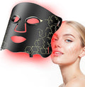 LED Light Therapy mask (E106A) for Face, LED Light Therapy Mask with Adjustable Brightness and Timer, Soft Silicone Red Light Therapy Mask for Home & Travel, Black