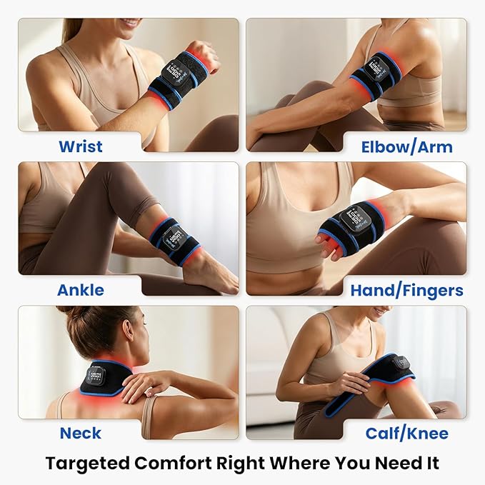 BOB AND BRAD Infrared Red Light Wrist Wrap, FSA-HSA Eligible, Cordless Heating Pad with Vibration Massage for Carpal Tunnel, Arthritis, Tendonitis Discomfort Relief, Joint Support for Hand, Arm, Elbow