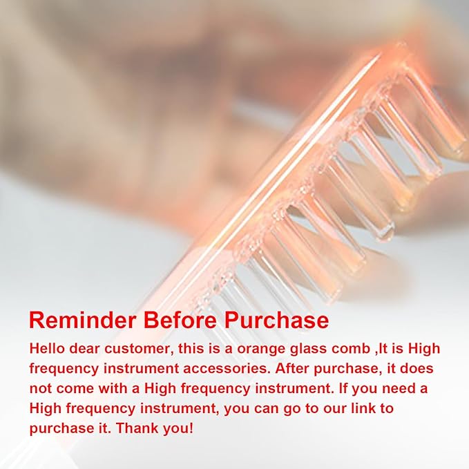 Electrode Wand Glass Tube Orange Colour Handheld Spare Parts for Hi Frequency Instrument Elitzia ETJX006AS (Clear Comb)