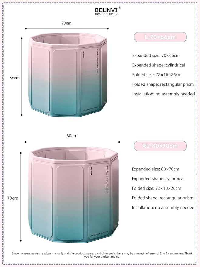 85 Gallon Foldable Portable Bathtub Adult - 31.5"L x 27.5"H Collapsible Ice Bath Tub for Athletes & Fitness Lovers, Portable Cold Plunge Tub for Recovery at Home, Outdoor Camping & Gym Settings