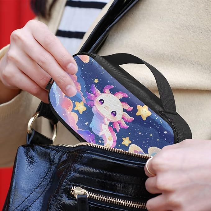 Axolotl Stars Insulin Cooler Bag Insulated Diabetic Medication Organizer Carrying Protection Case with Handle for Insulin Pen, Test Strips, Lancets, Needles
