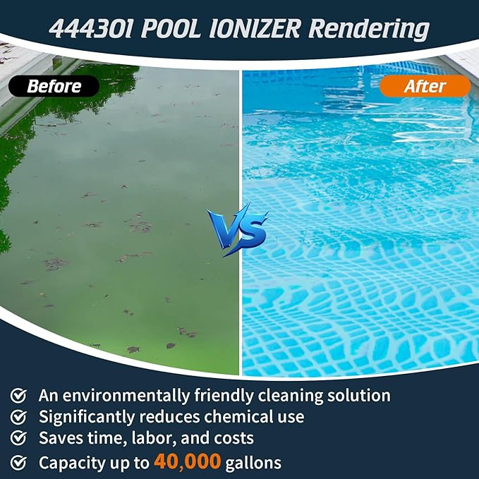 444301 Pool ionizer System, Pool Purifier with Active Level Control for In-Ground and Above-Ground Pools, Hot Tubs