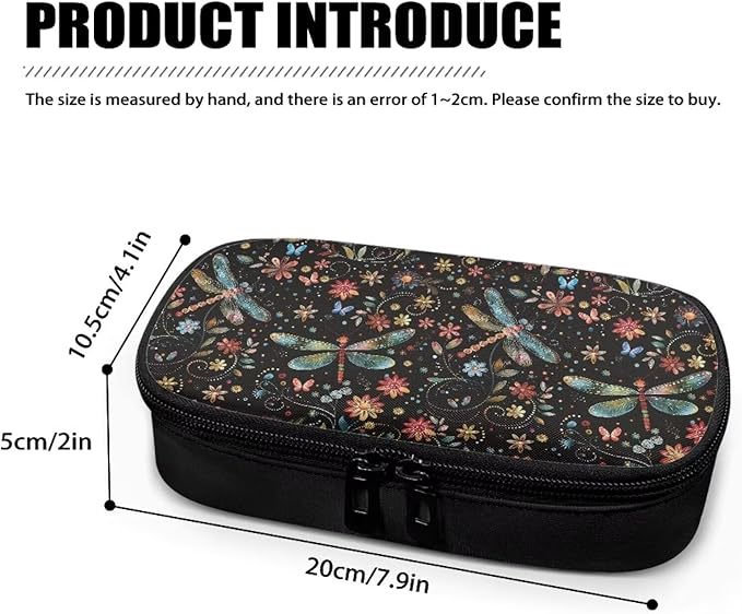 Colorful Dragonfly Floral Insulin Cooler Travel Bag Water & Stain Resistant Insulated Carrying Case to Store Insulin Pen, Needles and Diabetic Supplies, Easy to Use & Clean