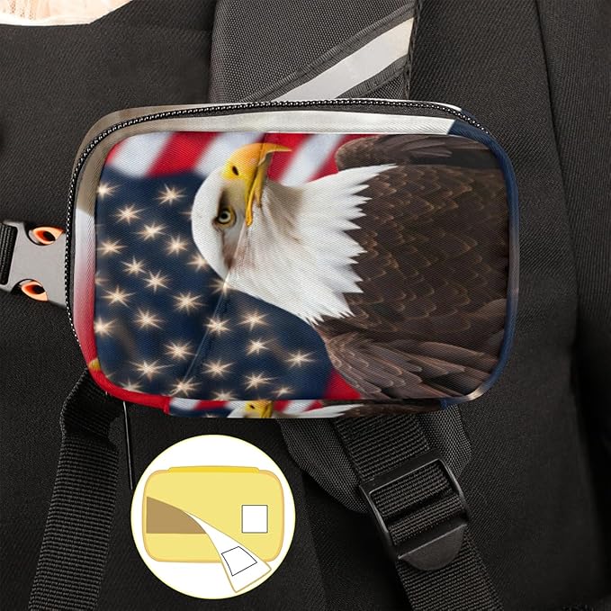 American Flag Eagles Travel Pill Organizer Bag Portable Weekly Pill Box Travel Medicine Organizer 7 Day Pill Case with Zipper for Daily Travel Family Business