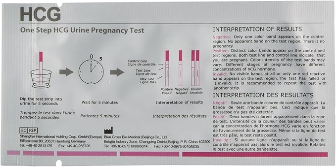 BlueCROSS 10 MIU Early Pregnancy Test Strips (HCG Test Strips) (Pack of 10)