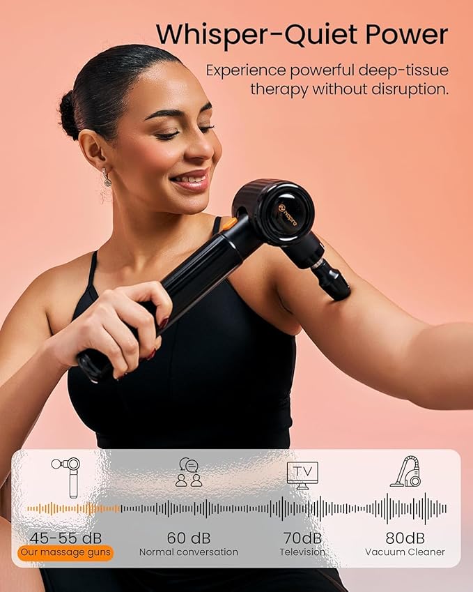 NAPRE Handheld Back Massager,Deep Tissue Neck Massager for Shoulders/Waist/Legs/Body Pain Relief,Cordless Percussion Muscle Massage Gun with Extension Handle & 3 Adjustable Angles,6 Heads,Black