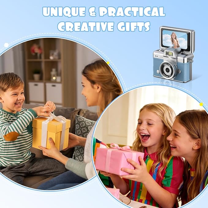 Mini Keychain Camera with Flip Screen Series,1080P HD Multiple Shooting Recording Modes, Portable Digital Camera with 16GB SD Card for Travel, Party. Ideal Pendant Gift