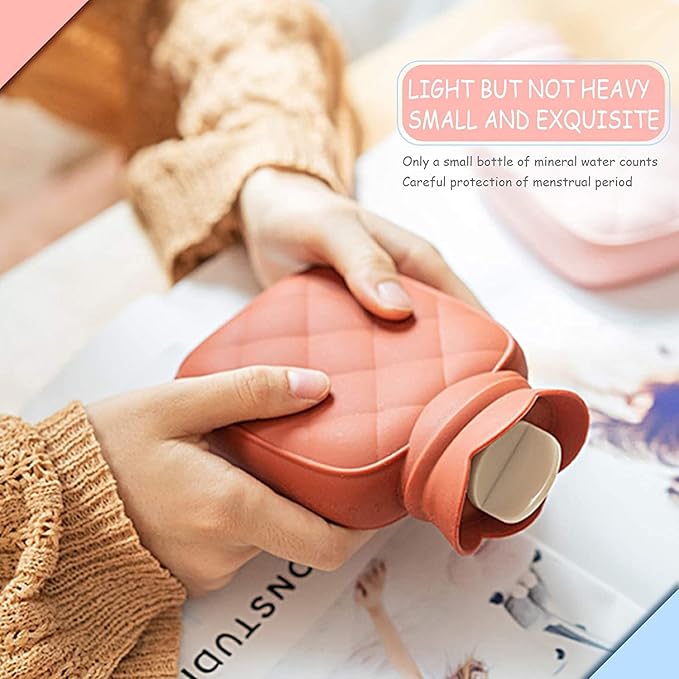 Redify Small Hot Water Bottle Bag for Hot & Cold Compress with Cover,Microwave Heating Soft Environment-Friendly Silicone for Babies Kids,Mini Hot Wate Bottle for Travel and Pain Relief,Holiday Gifts