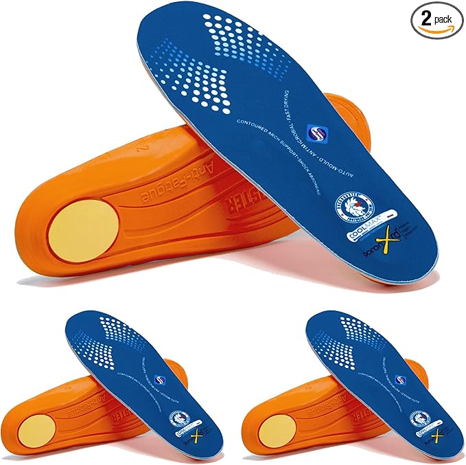 ROCKROOSTER 3 Pairs Memory Foam Anti-Fatigue Insoles for Work Boots, Heavy Duty Support Inserts for Men & Women, Arch Support, Distributes Foot Pressure, Slow Rebound, Standing All Day (RC930-M)